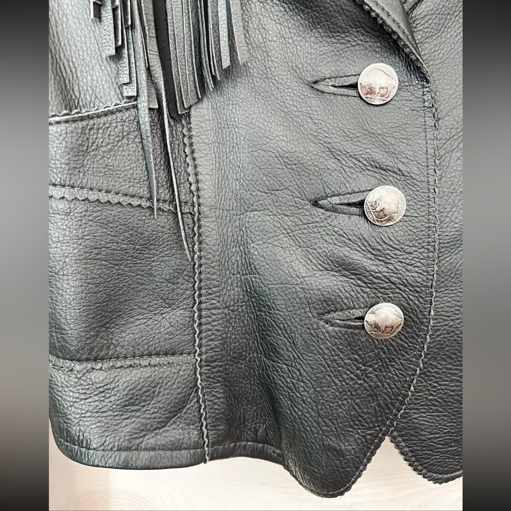 Handmade Wilderness Wayne Nashville Cowboy Leather Jacket Black Fringe sz S - Picture 7 of 12